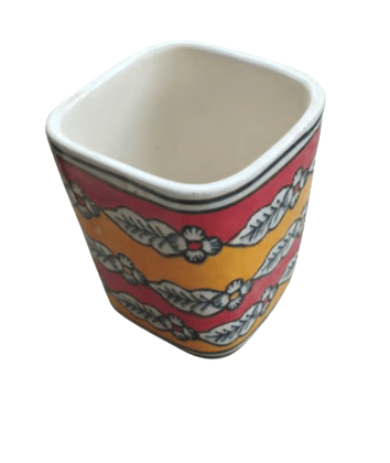 Square Shape Printed Ceramic Flower Pot
