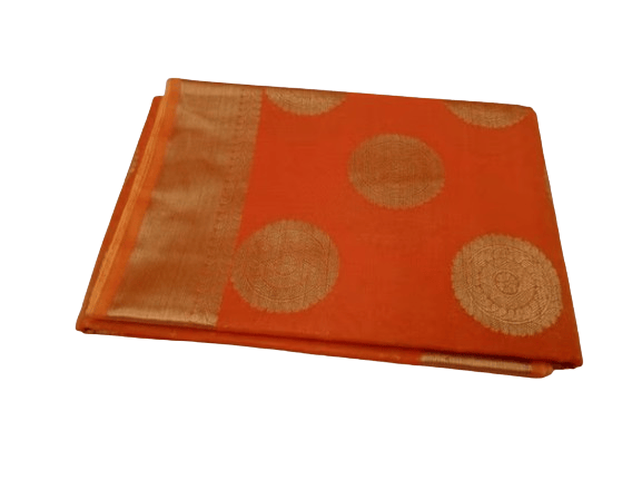 Orange Cotton Silk Saree