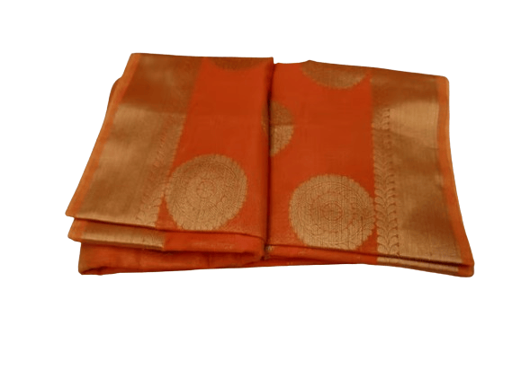 Orange Cotton Silk Saree