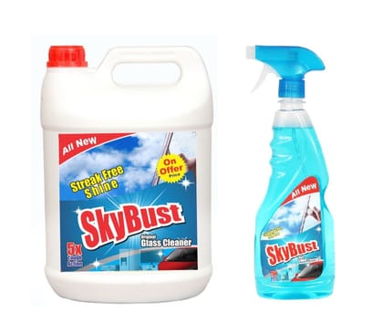 Skybust Glass Cleaner 5 Ltr Can & 500ml Free pack
