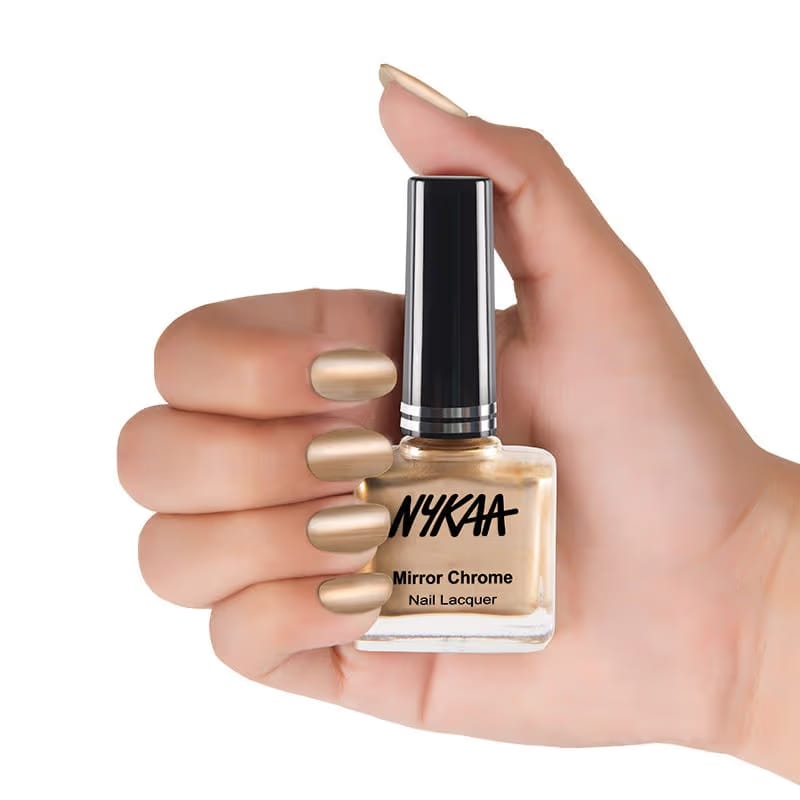 Nykaa Mirror Chrome Nail Lacquer - Sun-Kissed Gold 166