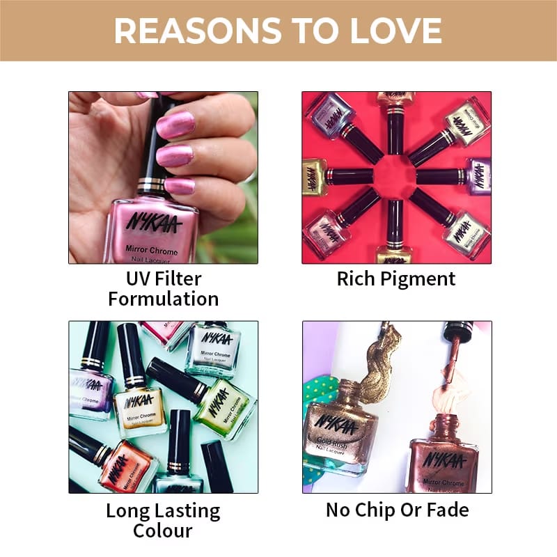 Nykaa Mirror Chrome Nail Lacquer - Sun-Kissed Gold 166