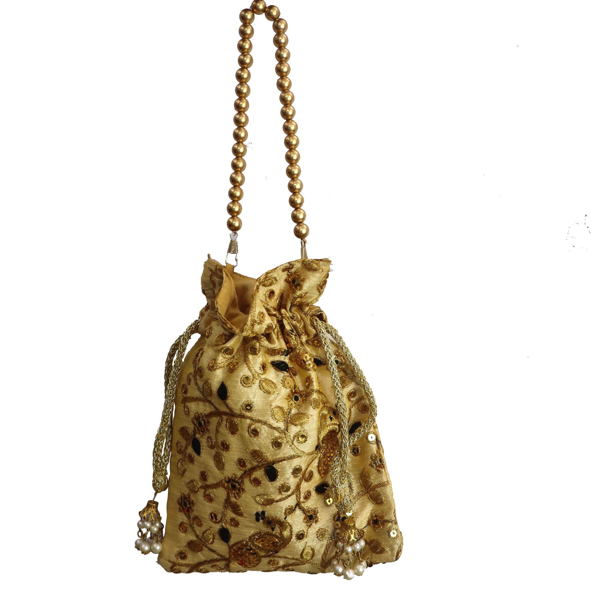 Handmade Embroidery Worked Potli Bag for Womens & Girls