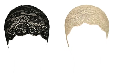 Girls and Womens Hijab Cap Hijab Headband, Under Hijab Scarf Black and Light Beige Naqab Head Scarf (2 pcs)