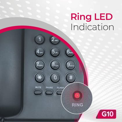 Beetel G10 Newly Launched, Corded Landline, Ringer LED Indication, Desk and Wall Mountable, 3 Step Ringer Volume Control, Tone/Puls/Flash/Pause/Redial, TEC