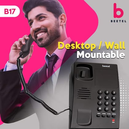 Beetel B17 Corded Landline Phone, Ringer Volume Control, LED for Ring Indication, Wall/Desk Mountable, Elegant Design,Clear Call Quality..