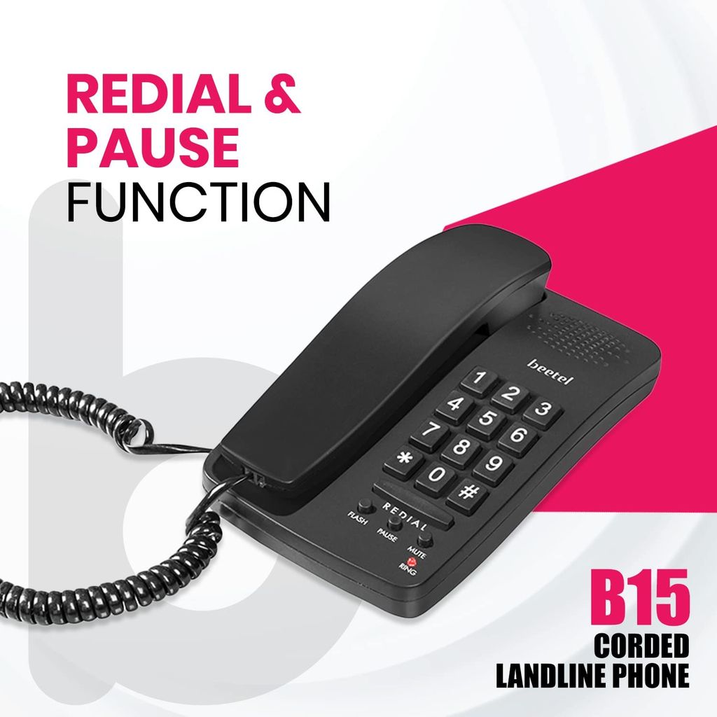 Beetel B15 Corded Landline Phone,Ringer Volume Control,LED Ring Indication,Wall/Desk Mountable,Bold Buttons Design,Clear Call Quality...