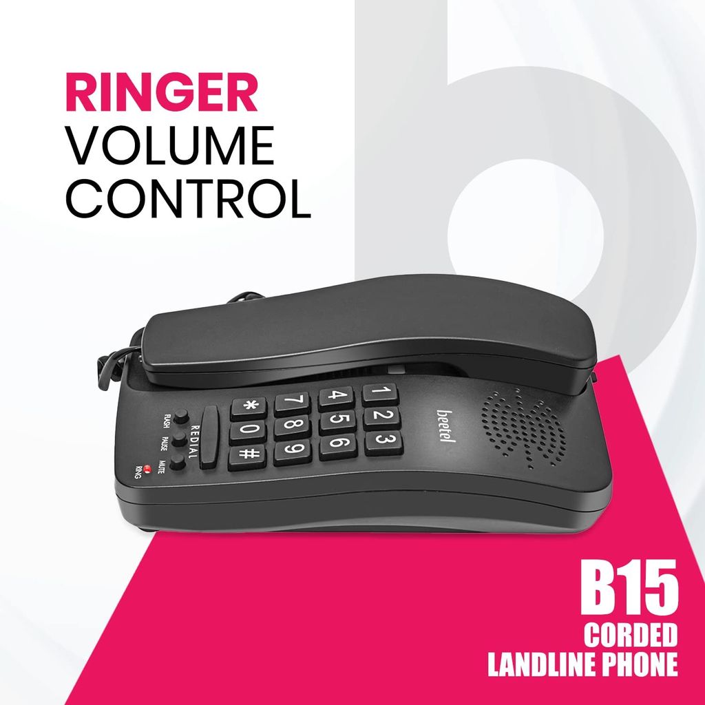 Beetel B15 Corded Landline Phone,Ringer Volume Control,LED Ring Indication,Wall/Desk Mountable,Bold Buttons Design,Clear Call Quality...