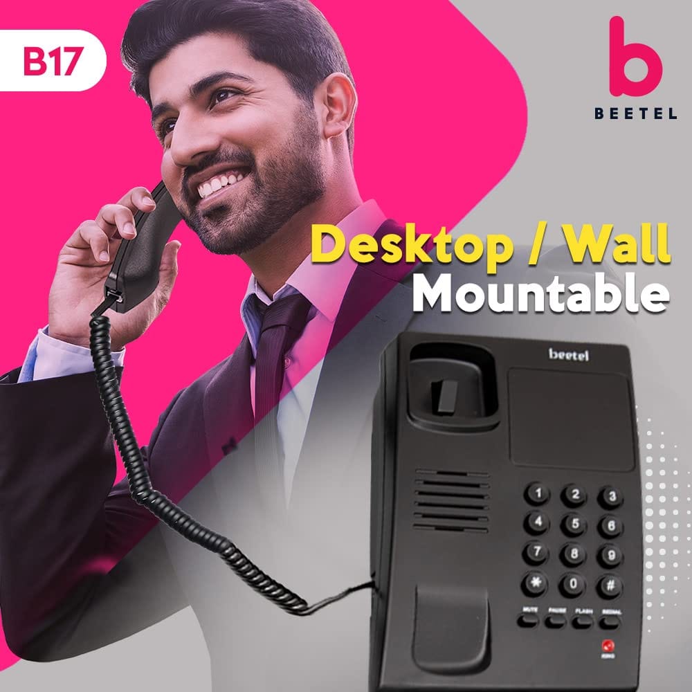 Beetel B17 Corded Landline Phone, Ringer Volume Control, LED for Ring Indication, Wall/Desk Mountable, Elegant Design,Clear Call Quality..