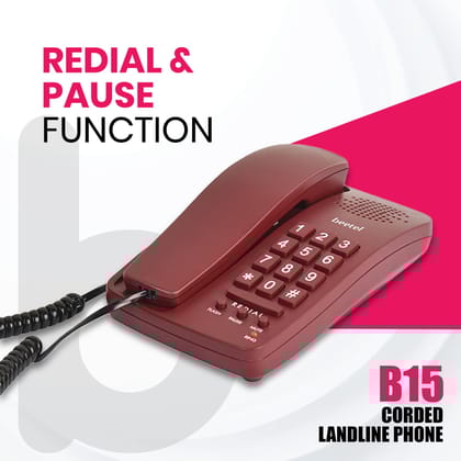 Beetel B80 Corded Landline Phone(Without Display), Ringer Volume Control, Wall/Desk Mountable, Classic Design, Clear Call Quality, Mute/Pause/Flash/Redial