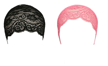 Girls and Womens Hijab Cap Hijab Headband, Under Hijab Scarf Black and Pink Naqab Head Scarf (2 pcs)