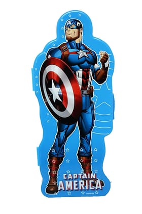 SKI School Mate Captain America Theme Shape Double Layer Pencil Box Stationery Holder for Boys and Girls with Pencil, Scale and Eraser Geometry Box Pencil Pouch