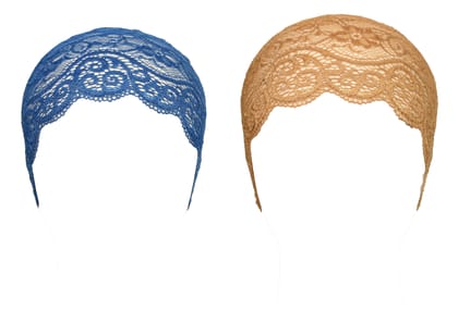 Girls and Womens Hijab Cap Hijab Headband, Under Hijab Scarf Blue and Copper Brown Naqab Head Scarf (2 pcs) Girls and Womens Hijab Cap Hijab Headband, Under Hijab Scarf Blue and Copper Brown Naqab Head Scarf (2 pcs)