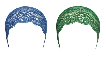 Girls and Womens Hijab Cap Hijab Headband, Under Hijab Scarf Blue and Green Naqab Head Scarf (2 pcs)