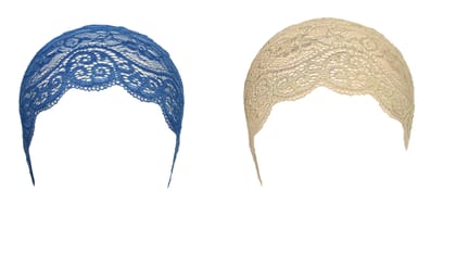 Girls and Womens Hijab Cap Hijab Headband, Under Hijab Scarf Blue and Light Beige Naqab Head Scarf (2 pcs)