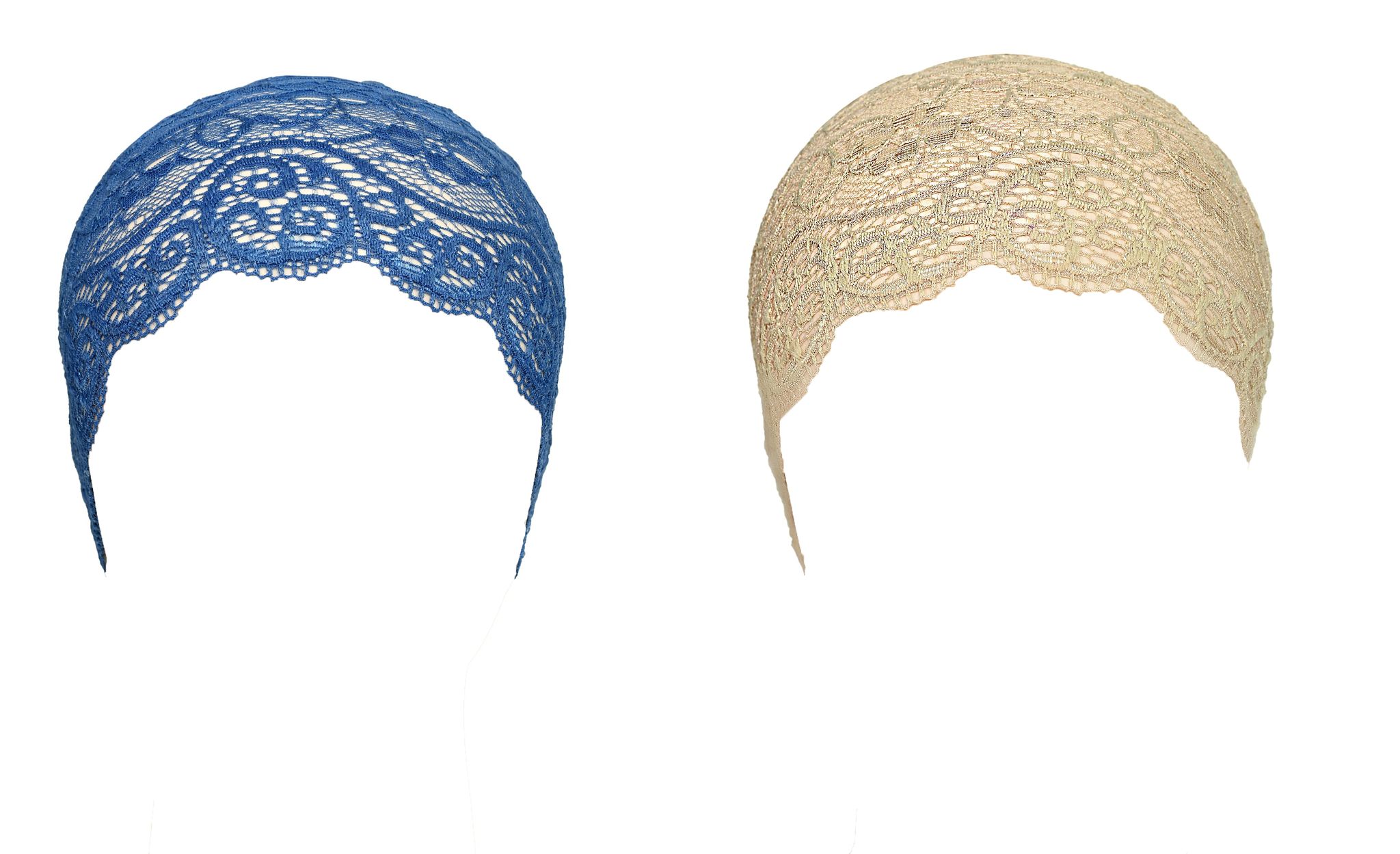 Girls and Womens Hijab Cap Hijab Headband, Under Hijab Scarf Blue and Light Beige Naqab Head Scarf (2 pcs)