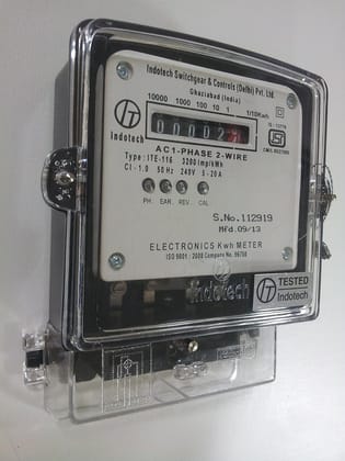INDOTECH METER Polycarbonate Electronic Energy Meter (Black, Counter Display)
