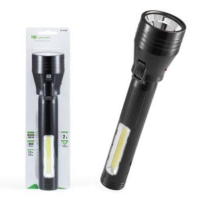 DP 9168 (RECHARGEABLE LED TORCH) 10W+15W LED, 350mAh Battery Torch  (Black, 26.5 cm, Rechargeable)