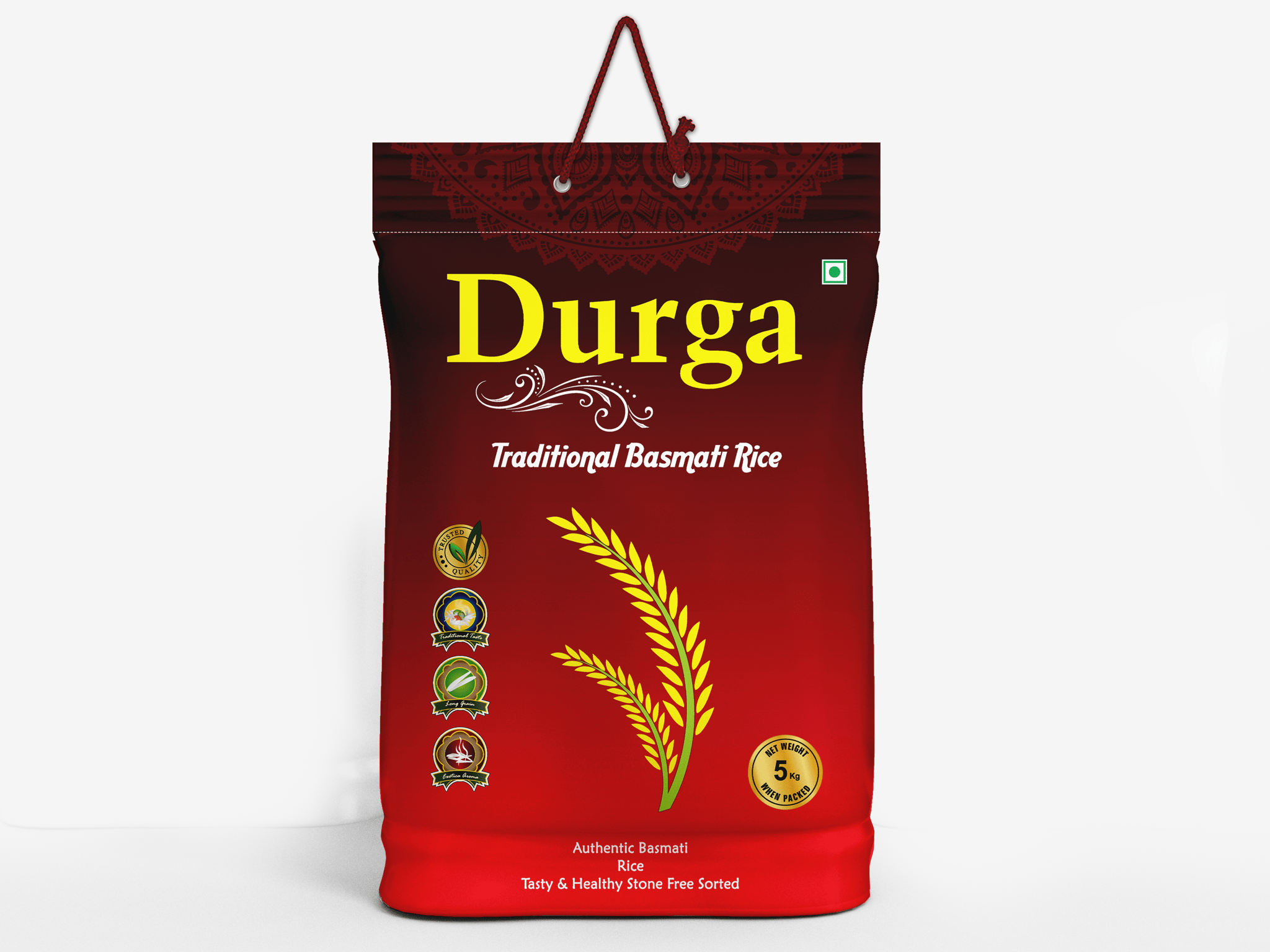 Durga Basmati Rice, Long and Slender Grains, Aged Rice, 5 KG