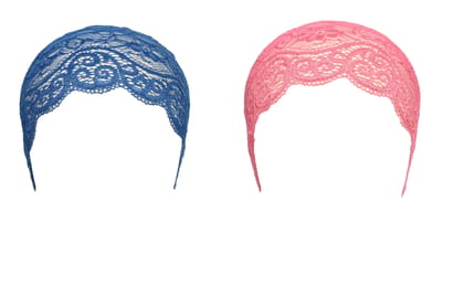 Girls and Womens Hijab Cap Hijab Headband, Under Hijab Scarf Blue and Pink Naqab Head Scarf (2 pcs)