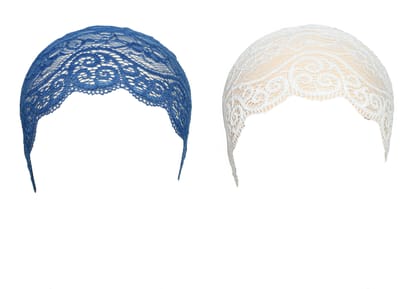 Girls and Womens Hijab Cap Hijab Headband, Under Hijab Scarf Blue and White Naqab Head Scarf (2 pcs)