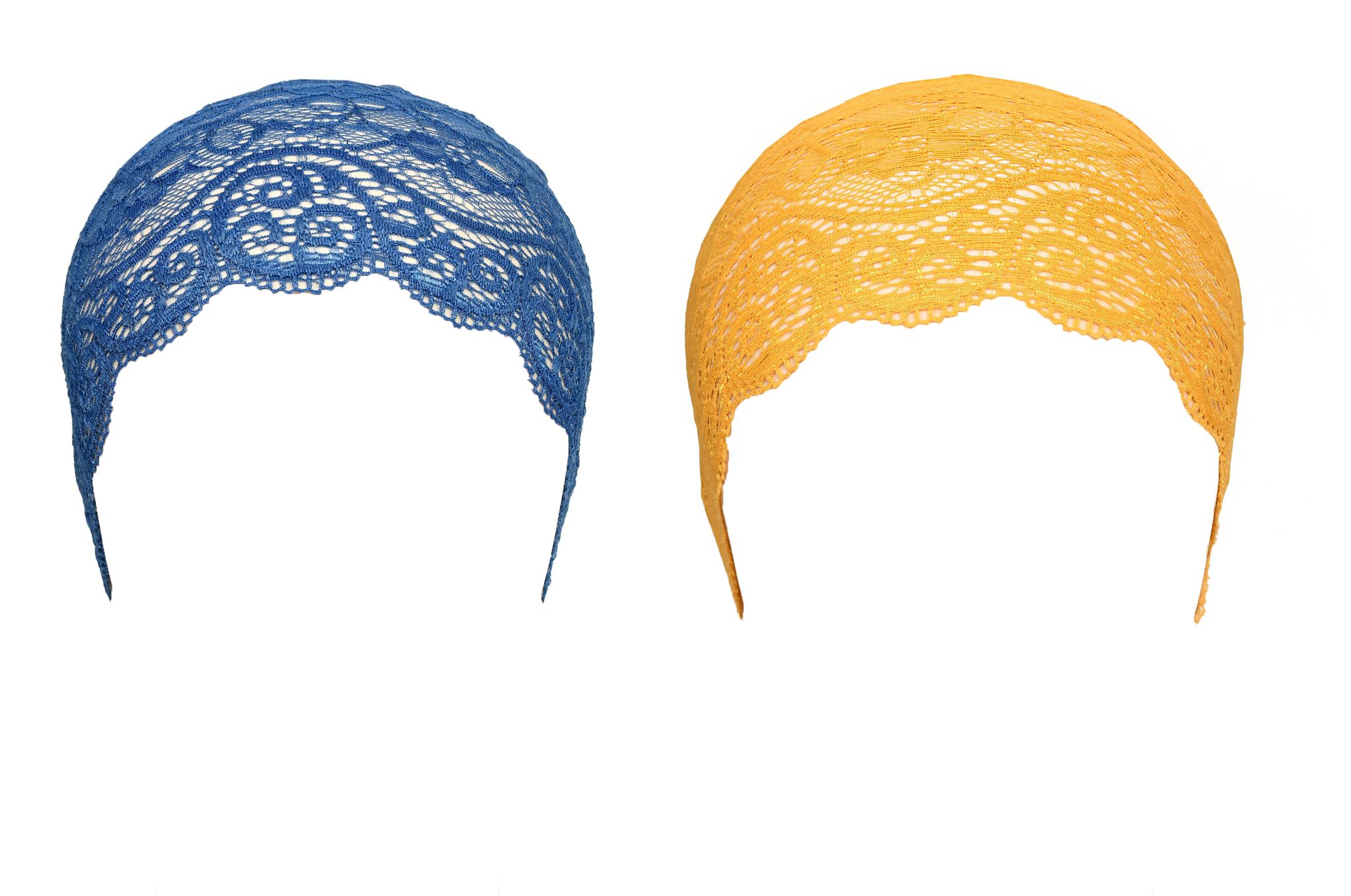 Girls and Womens Hijab Cap Hijab Headband, Under Hijab Scarf Blue and Yellow Naqab Head Scarf (2 pcs)