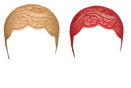 Girls and Womens Hijab Cap Hijab Headband, Under Hijab Scarf Copper Brown and Dark Red Naqab Head Scarf (2 pcs)