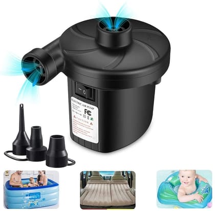URBAN CREW Multi-Purpose Electric Air Pump for Quickly Inflates/Deflates Sofa, Bed, Swimming Pool Tubes, Toys,Air Bags, Mattresses Funko pop (Black)