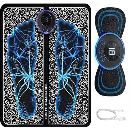 URBAN CREW EMS Foot Massager Mat -Foot Massager Pad for Pain Plantar Relief, Muscle Relaxation, Foldable Legs & Feet Massager Pad with 8 Modes, 19 Levels (Black) (1PC)