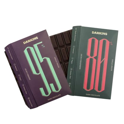 DARKINS 95% Dark Chocolate Single Origin | 80% Dark Chocolate Single Origin | Combo | Vegan | Gluten-Free | Natural | 65 GM Each Pack of 2