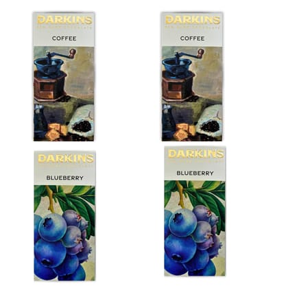 Darkins Dark Chocolate | 70% Dark Chocolate With Blueberries | 65% Dark Chocolate With Coffee | Gluten-free | Hand Crafted Chocolate | Unrefined Cane Sugar | No Artificial Flavors | Natural Chocolate Bar | 50 Gm Each Pack Of 4