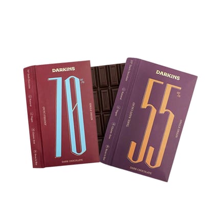 DARKINS Dark Chocolate | 70% Chocolate Single Origin | 55% Chocolate Single Origin | Vegan | Gluten-free | Unrefined Cane Sugar | No Artificial Flavors | Natural Chocolate | Pack of 2