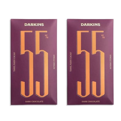 DARKINS Dark Chocolate | 55% Dark Chocolate Single Origin | Single Origin Dark Chocolate | Gluten-free Chocolate | 65g Each Pack Of 2