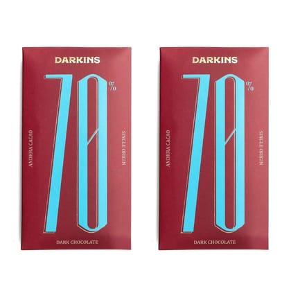 DARKINS Dark Chocolate 70% Dark Chocolate Bar Combo | Single Origin Dark Chocolate | Gluten-Free Chocolate | 65g Each Pack of 2