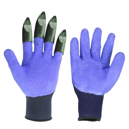 URBAN CREW Garden Gloves with Built in Fingertips Claws for Digging Waterproof Planting Gardening Weeding Protect Nails and Finger Safe Hand Green Genie Gardening Tools for Home Garden, 1 Pair