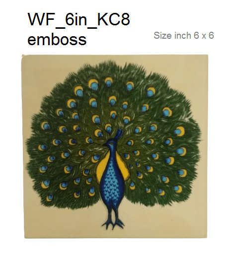 画材 Peacockesque Shubh- Akriti Deco-Tile 6inch - Peacock / set of 4 nos