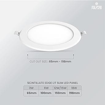Polycab 6W LED Panel Light Scintillate Edge Slim Round Smart Offers Bright Lumination Long Lifespan No Harmful Radiation pack of 2