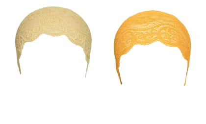 Girls and Womens Hijab Cap Hijab Headband, Under Hijab Scarf Cream and Yellow Naqab Head Scarf (2 pcs) Girls and Womens Hijab Cap Hijab Headband, Under Hijab Scarf Cream and Yellow Naqab Head Scarf (2 pcs)