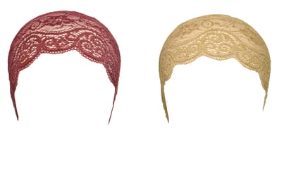 Girls and Womens Hijab Cap Hijab Headband, Under Hijab Scarf Dark Maroon and Dark Beige Naqab Head Scarf (2 pcs)