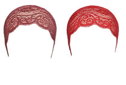 Girls and Womens Hijab Cap Hijab Headband, Under Hijab Scarf Dark Maroon and Dark Red Naqab Head Scarf (2 pcs)