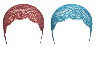 Girls and Womens Hijab Cap Hijab Headband, Under Hijab Scarf Dark Maroon and Light Blue Naqab Head Scarf (2 pcs)
