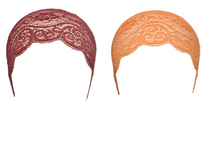 Girls and Womens Hijab Cap Hijab Headband, Under Hijab Scarf Dark Maroon and Orange Naqab Head Scarf (2 pcs) Girls and Womens Hijab Cap Hijab Headband, Under Hijab Scarf Dark Maroon and Orange Naqab Head Scarf (2 pcs)
