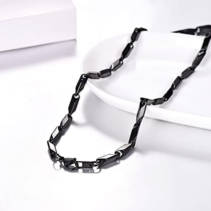 Qawvler Stainless Steel Rice Chain for Men & Boys (Shining Black)