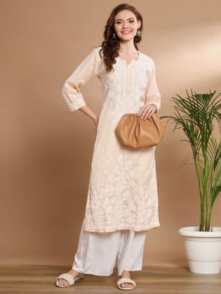 Hand Embroidered Khadi Cotton Chikankari Kurta-2504