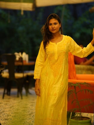 Hand Embroiderd Chikankari Jacquard Cotton Straight Kurta with Pant-2571-139 Hand Embroiderd Chikankari Jacquard Cotton Straight Kurta with Pant-2571-139