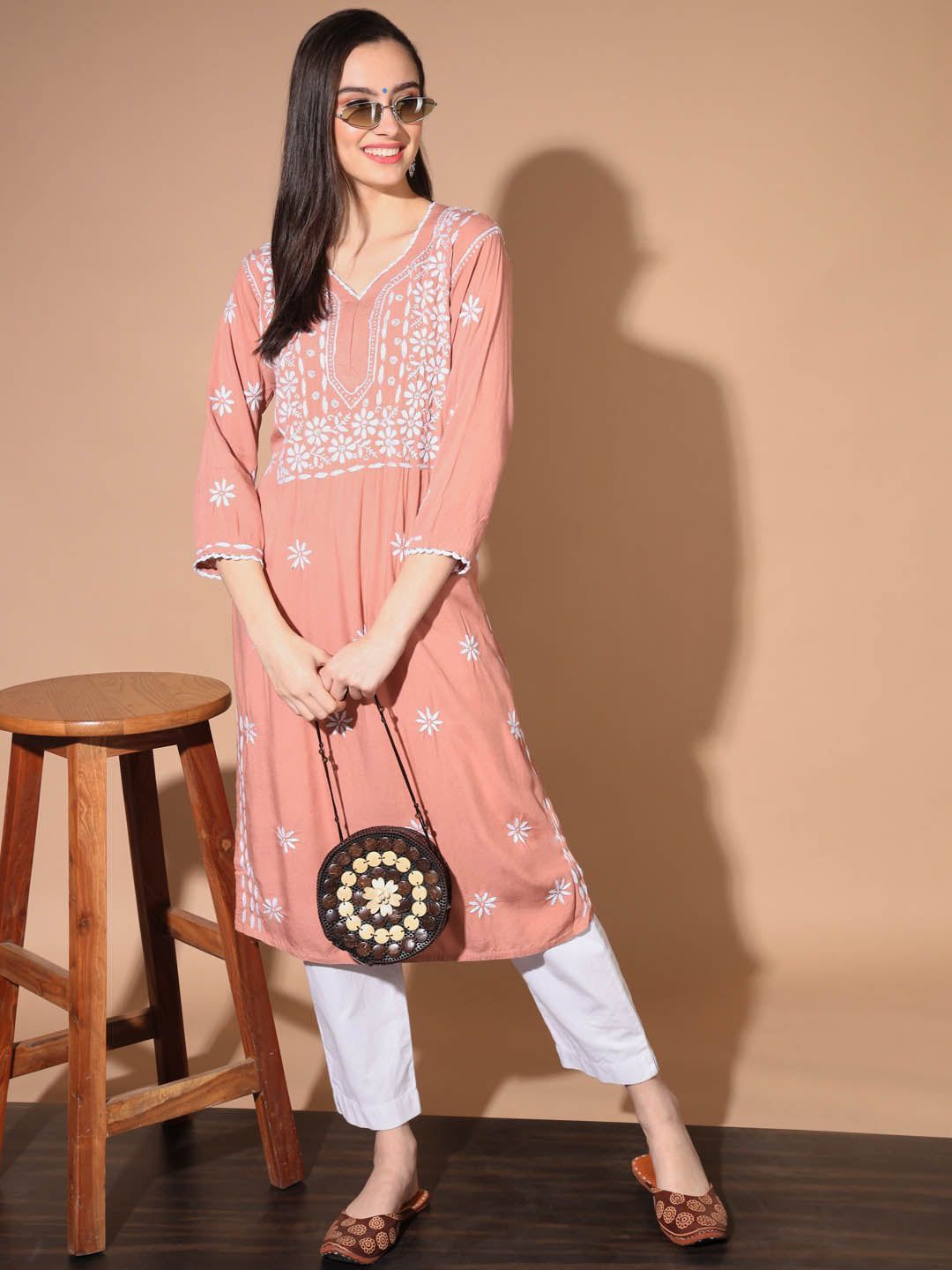 Ethnava Hand Embroidered Chikankari Kurta-2491
