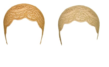 Girls and Womens Hijab Cap Hijab Headband, Under Hijab Scarf Golden and Dark Beige Naqab Head Scarf (2 pcs)