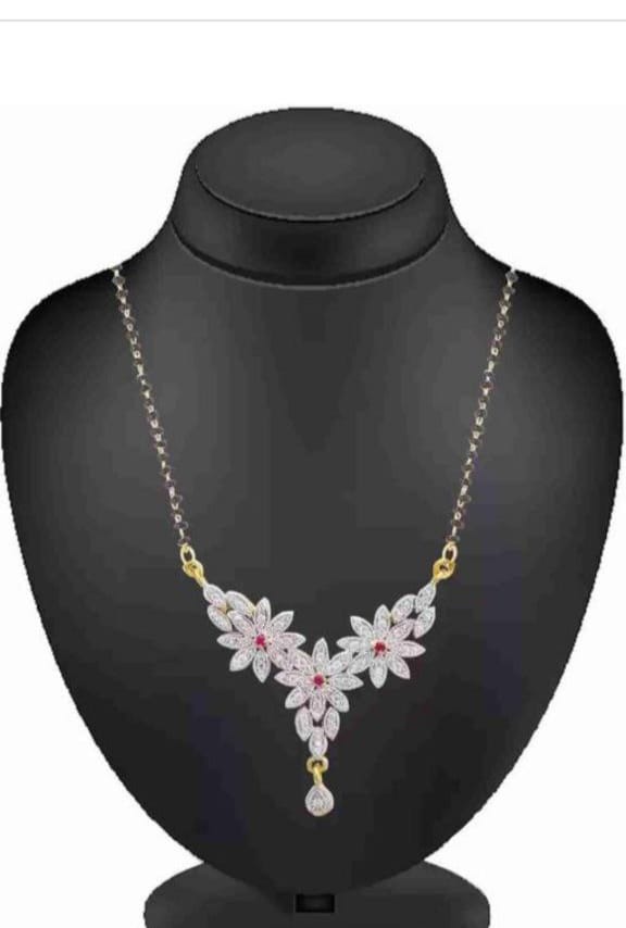 American Diamond flower design Mangalsutra with earrings