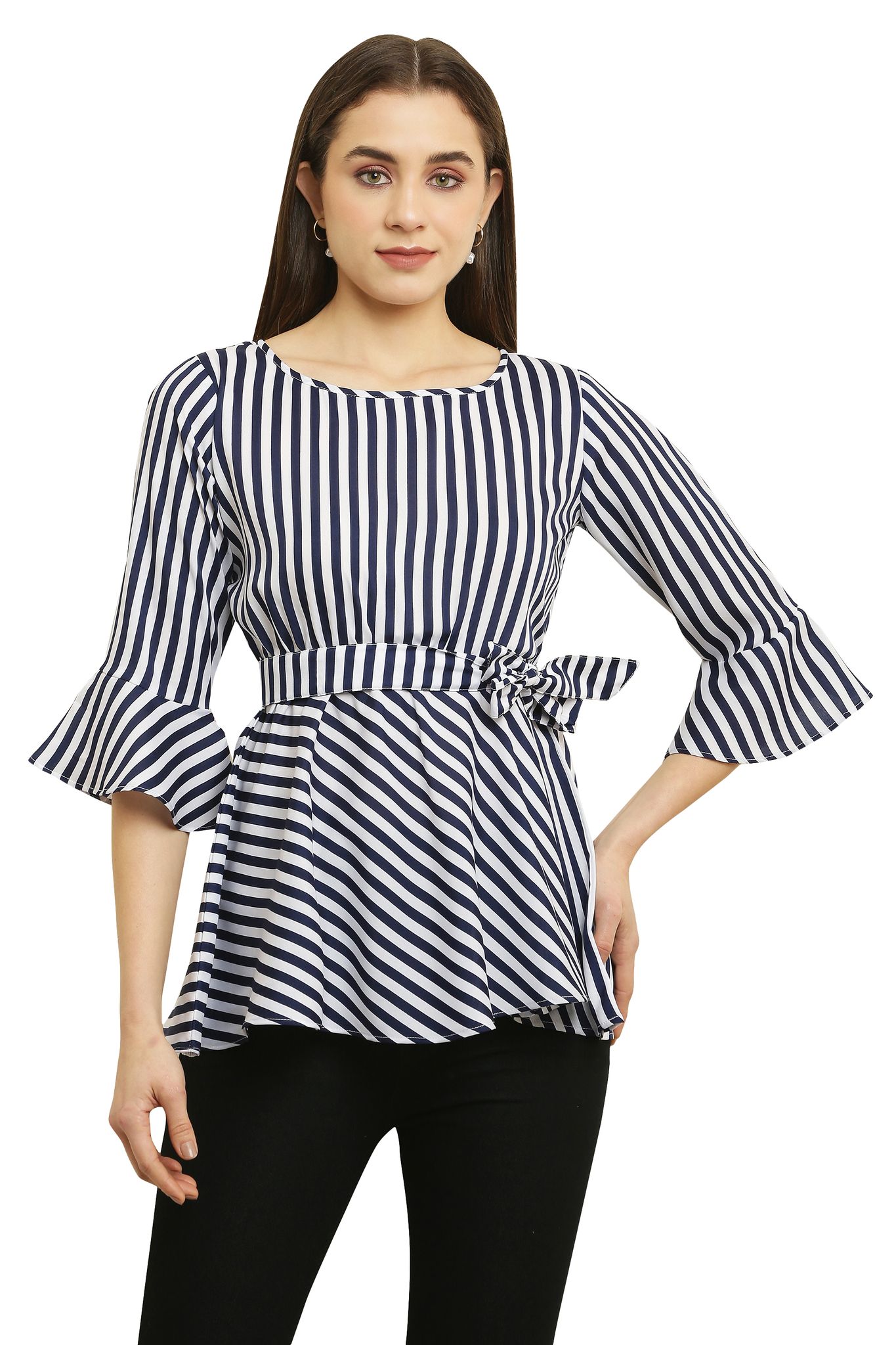 Tripti Enterprises Women's & Girls Soft Crepe Round Neck Line&nbsp;Print&nbsp;Top