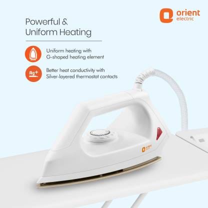 Orient Electric FabriSmooth DIFS10WGP 1000 W Dry Iron  (White, Golden)